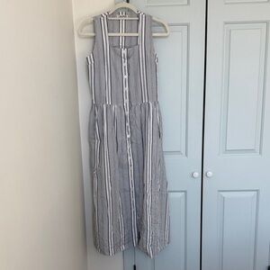Margaret Howell Sleeveless Button Front Striped Dress - 100% cotton